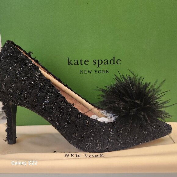 Kate Spade Black "Marabou" Heels. NIB. Size Various - Picture 1 of 14